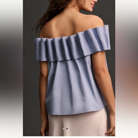 Anthropologie Tops - Anthropologie Off The Shoulder Pleated Swing Top New Small Blue Mare Mare